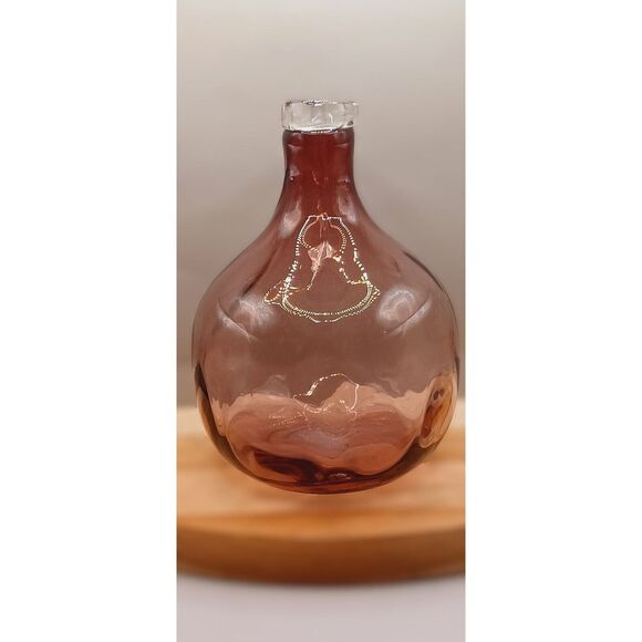Hand Blown Amethyst Glass Round Jug Vase with Clear Applied Handle and Lip - Picture 8 of 13